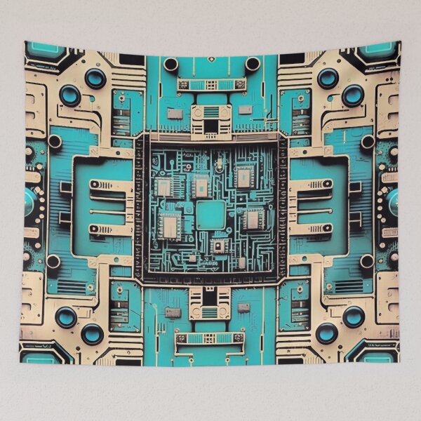 Item preview, Blue motherboard pattern designed and sold by knuppify.
