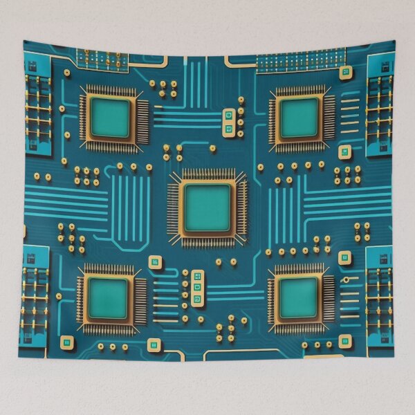 Item preview, Blue motherboard pattern designed and sold by knuppify.