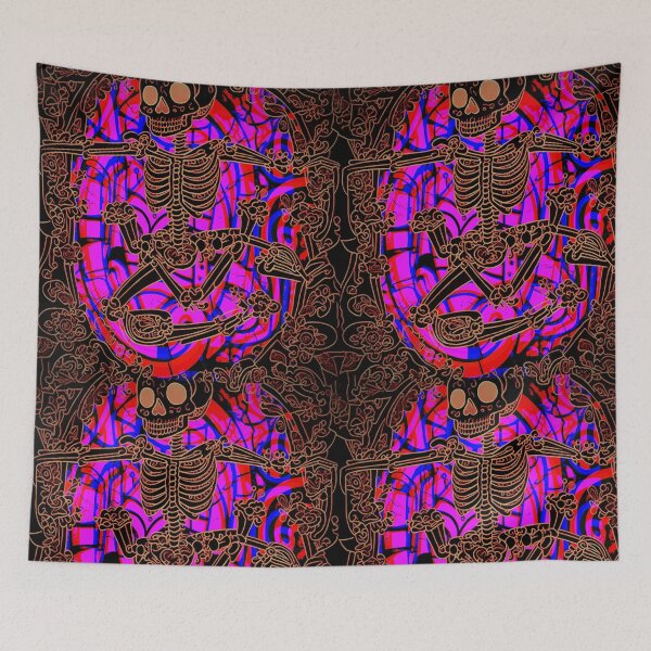 Item preview, dancing skeleton psychedelia designed and sold by weirdove.