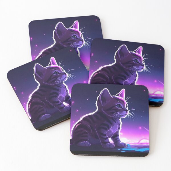 Item preview, Adorable kitten in the neon-lit night designed and sold by SingularityGeek.