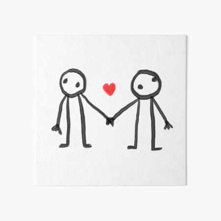 Couple in love gift cute stick figures Framed Mini Art Print by benabten