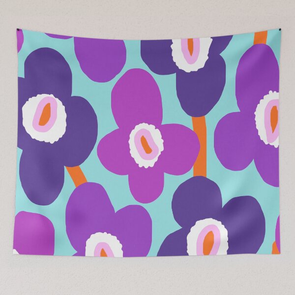 Item preview, Iconic Retro Scandinavian Purple Flowers designed and sold by Deutschic.