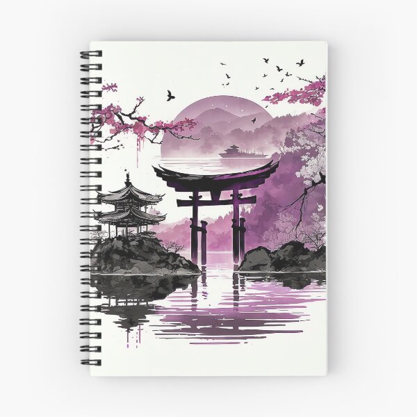 Aperçu de l'œuvre Set 003 Torii japonais au bord du lac créée et vendue par pixelCROW.