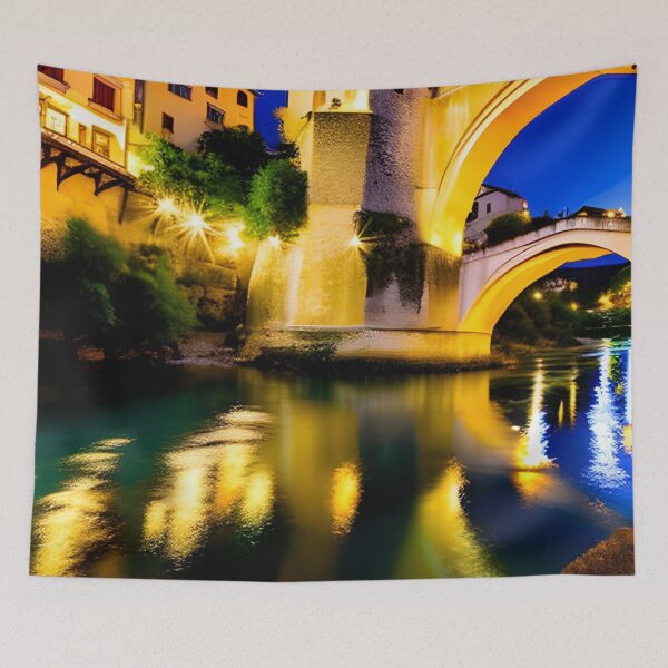 Item preview, Old Bridge in Mostar at Night designed and sold by Svire.