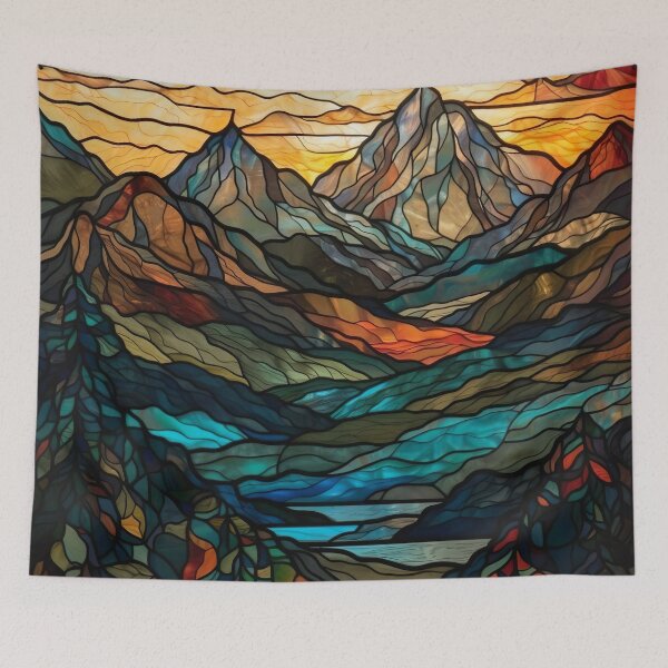 Item preview, Stained Glass Mountainscape designed and sold by Matt's Artificial Nature.