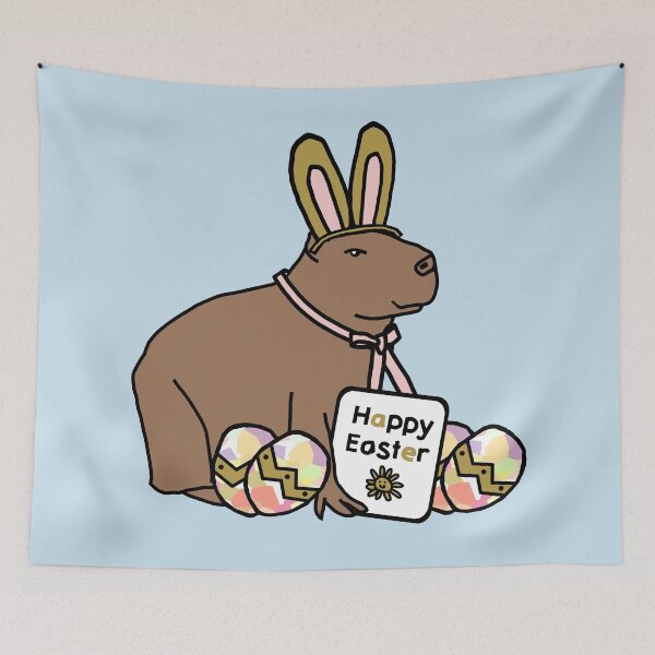 Artikelvorschau, Lustige Osterhasenohren auf Capybara entworfen und verkauft von ellenhenry.