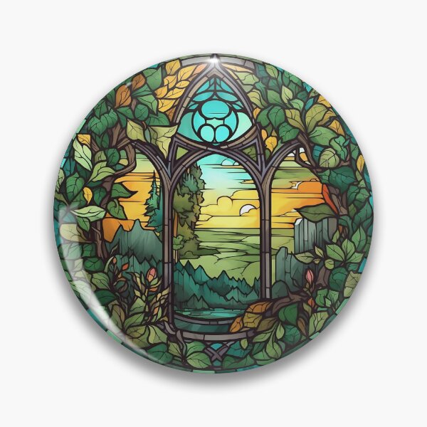 Item preview, Golden Hour in the Elven Woodlands Stained Glass designed and sold by DeliriousHope.