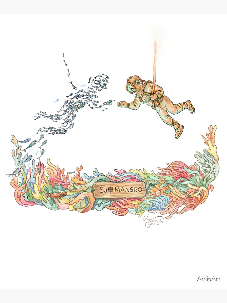 Thumbnail 5 of 5, Tote Bag, The diver and the fish designed and sold by AmisArt.