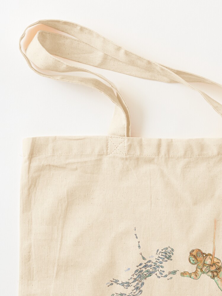 Thumbnail 3 of 5, Tote Bag, The diver and the fish designed and sold by AmisArt.