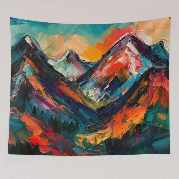 Item preview, Finger painted mountainscape designed and sold by Matt's Artificial Nature.