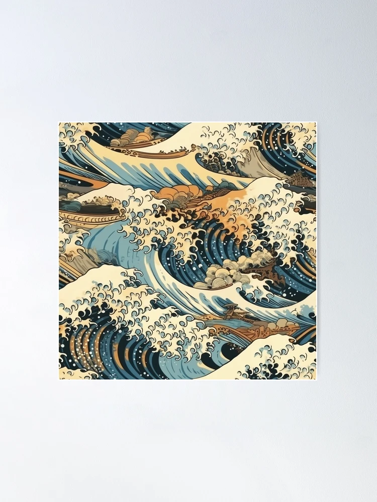 Japanese art, ocean waves, repeatable pattern
