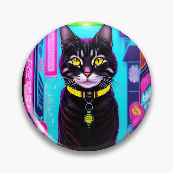 Item preview, Colorful Futuristic Cyber Cat Neon Ai Art CyberpunkStyle designed and sold by CyberArtWorld.