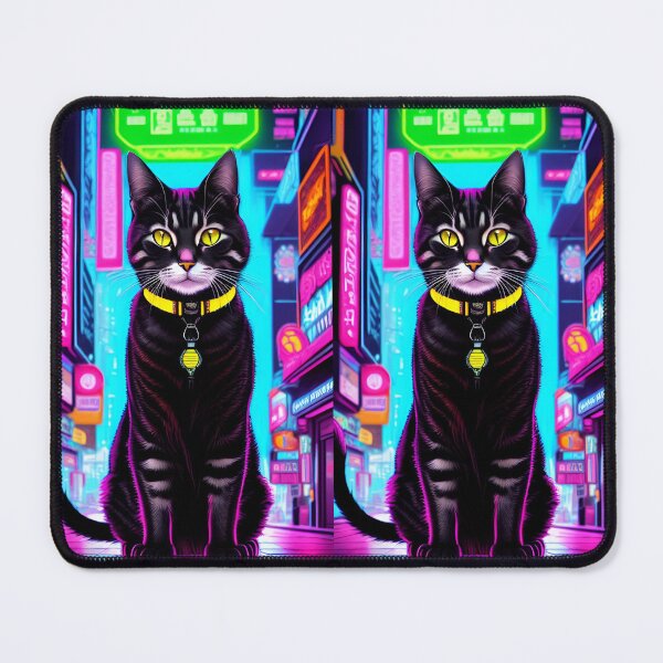 Item preview, Colorful Futuristic Cyber Cat Neon Ai Art CyberpunkStyle designed and sold by CyberArtWorld.