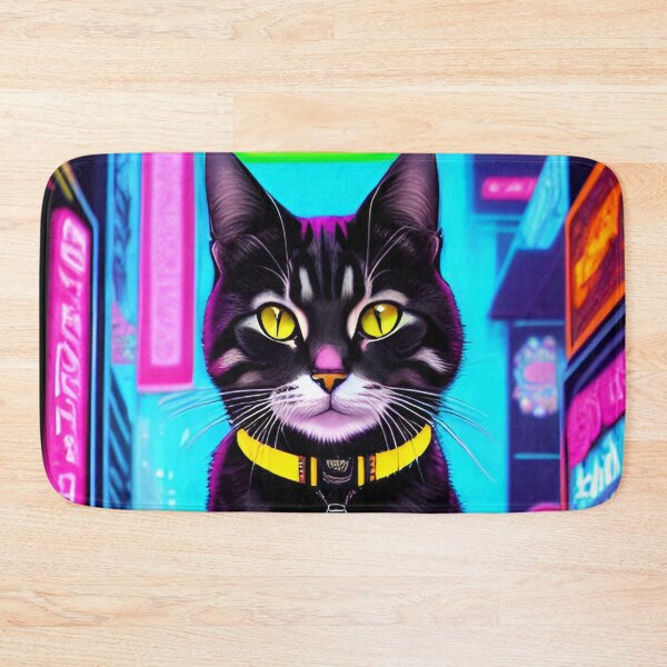 Item preview, Colorful Futuristic Cyber Cat Neon Ai Art CyberpunkStyle designed and sold by CyberArtWorld.