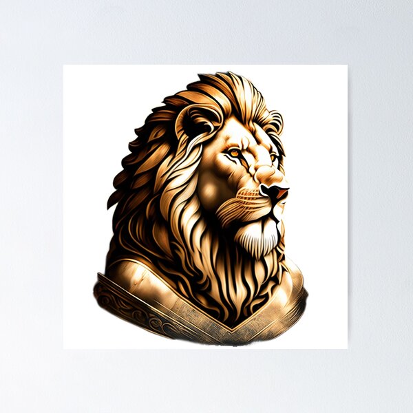 3D Lion Wallpaper, Lying Lion Wall Mural, Relief Wall Decor, Old
