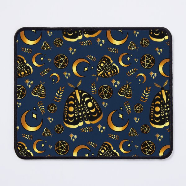 Item preview, Magical Witchy Gold Moth with Navy Background designed and sold by serafineaandd.