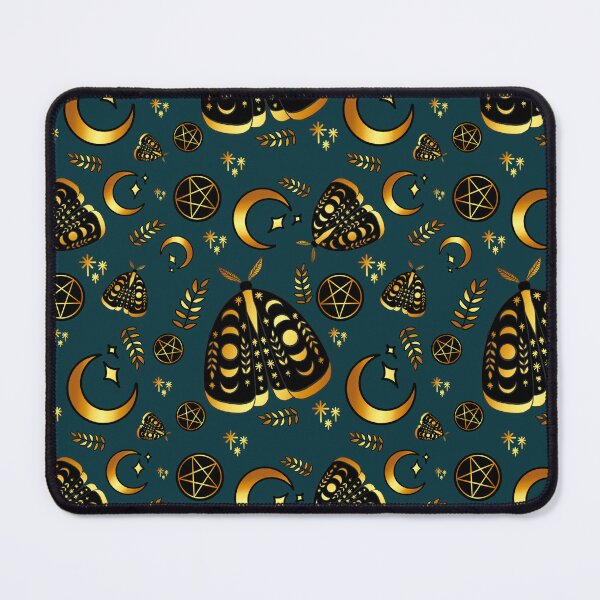 Item preview, Magical Witchy Gold Moth with Teal Background designed and sold by serafineaandd.