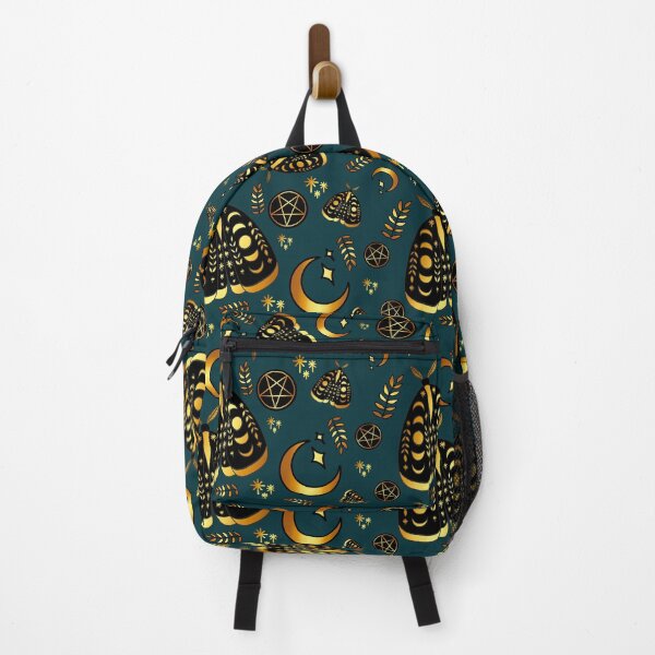 Item preview, Magical Witchy Gold Moth with Teal Background designed and sold by serafineaandd.