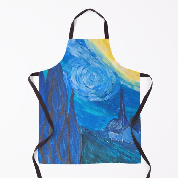Item preview, Van Gogh inspired impressionist Cyprus trees at night, in gouache designed and sold by JewelsNova.