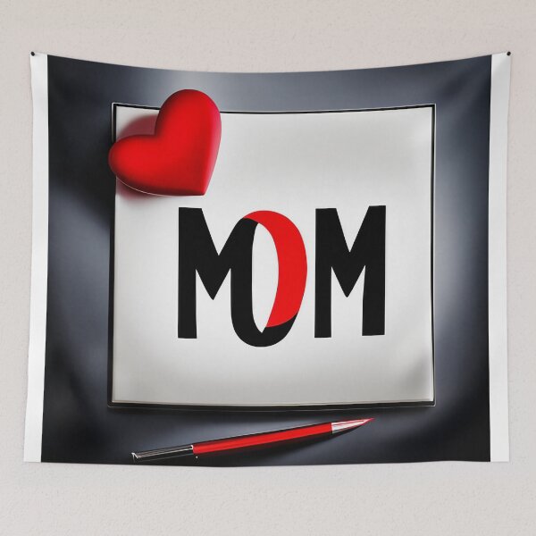 Item preview, Mom Black and Red Heart with a Pencil Writer designed and sold by ellenlafleche.