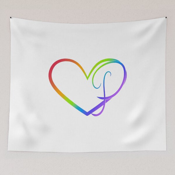 Artikelvorschau, Monogram P in Heart (Rainbow Outline) entworfen und verkauft von LancelotDesigns.