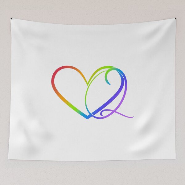 Item preview, Monogram Q in Heart (Rainbow Outline) designed and sold by LancelotDesigns.