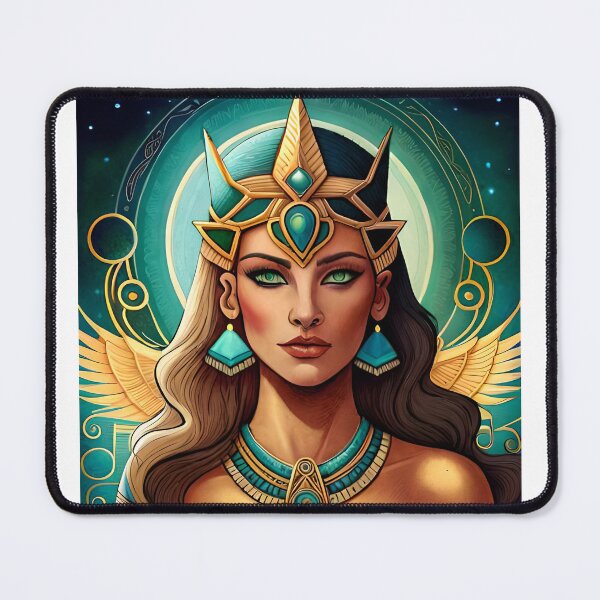 Item preview, Anime Isis with crown, wings, green background designed and sold by SriGem.