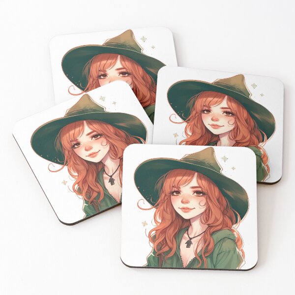 Item preview, Cute red-haired witch in a witchcraft hat designed and sold by Dreamoire Pix.