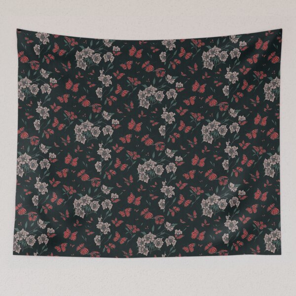 Item preview, Monarch butterflies with flower pattern design designed and sold by Jafues-Design.