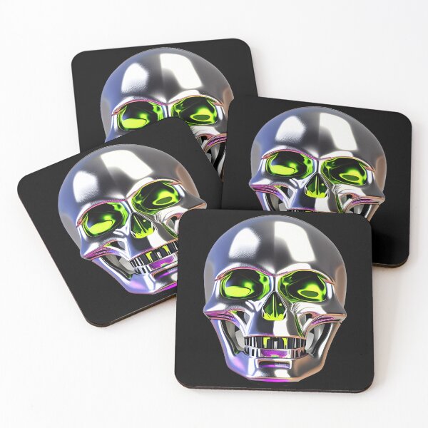 Item preview, Shiny silver skull with green eyes, Ai Generated Art  designed and sold by ACC .