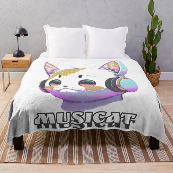 Item preview, Cat - Musicat Musical Cat Wearing Headphones Kitten Music Kawaii V74 designed and sold by DreamingAwake1.