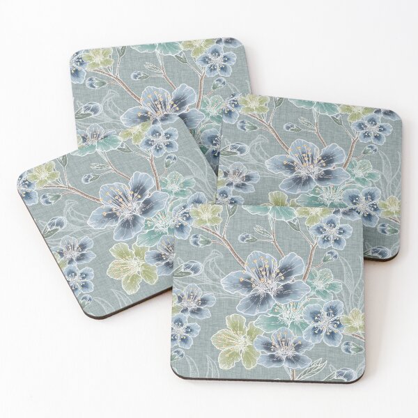 Item preview, New Romantic Watercolor floral pattern, linen texture designed and sold by Katj-A-Studio.