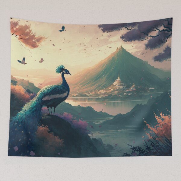Item preview, Peacock in Forest Landscape designed and sold by zoldi.