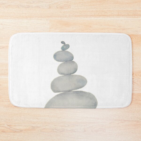 Item preview, Balanced stones  in blue and gray watercolor meditation art designed and sold by JewelsNova.