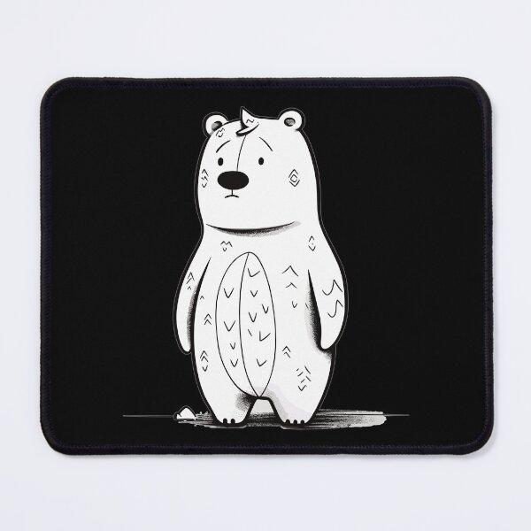 Aperçu de l'œuvre Ours Cartoon Noir & Blanc créée et vendue par Lenkooo.