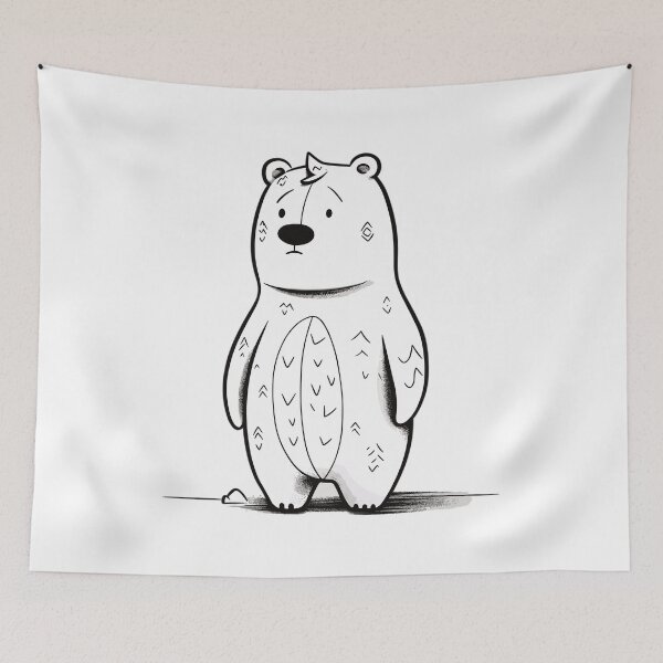 Item preview, Black & White Cartoon Bear designed and sold by Lenkooo.