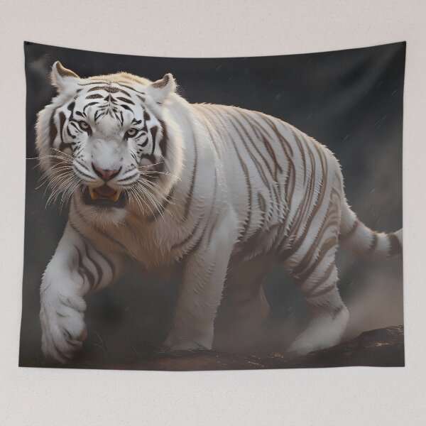 Item preview, Beautiful white tiger, muscular and strong, its piercing gaze holds you long designed and sold by SingularityGeek.
