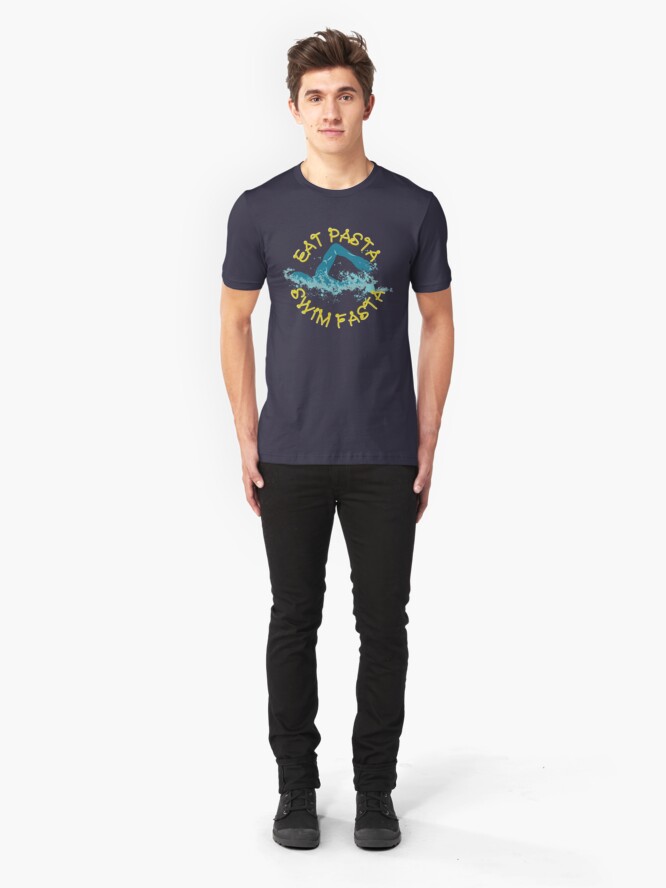 Alternative Ansicht von Eat Pasta Swim Fasta Swimming Pun - Funny Swimming Pun Gift Slim Fit T-Shirt