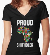 Proud Shitholer Africa #IAMTHEM Anti Racism T Shirt Women's Fitted V-Neck T-Shirt