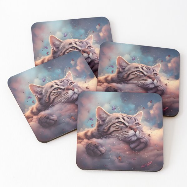 Item preview, Butterflies and Clouds Cat designed and sold by anymalart.