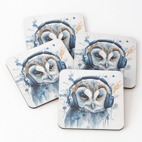 Item preview, Barn owl in headphones  designed and sold by IJStanding.