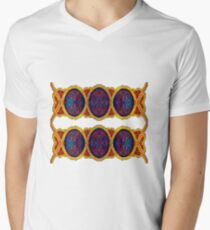 Ковровый узор балкарского или карачаевского   войлочного ковра - Carpet pattern of the Balkarian or Karachai felt carpet Men's V-Neck T-Shirt
