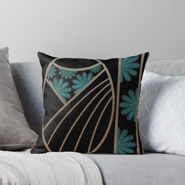 Flowers Art Deco Throw Pillow