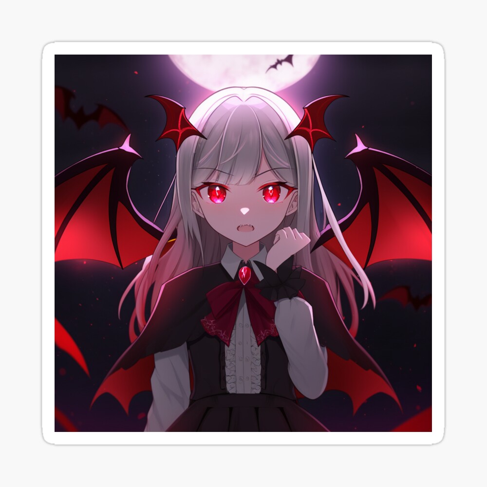 cute preppy anime girl with bat wings, anime pfp, hd