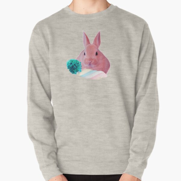 Pink Rabbit with carrot marshmellow by Alice Monber Pullover Sweatshirt