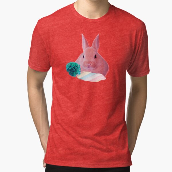 Pink Rabbit with carrot marshmellow by Alice Monber Tri-blend T-Shirt