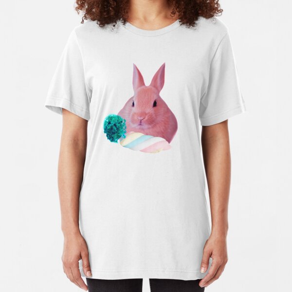 Pink Rabbit with carrot marshmellow by Alice Monber Slim Fit T-Shirt