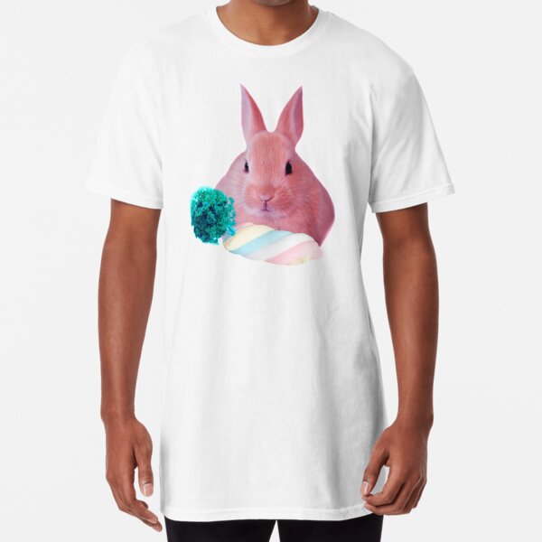 Pink Rabbit with carrot marshmellow by Alice Monber Long T-Shirt
