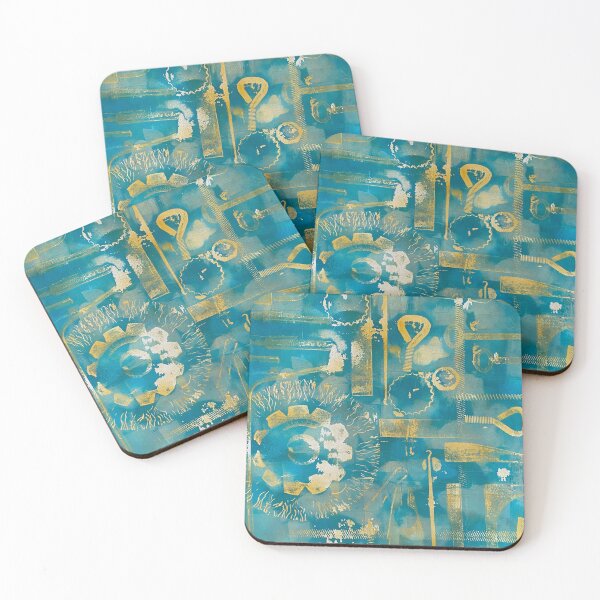 Item preview, Vintage Tools Teal & Gold Monoprint Pattern designed and sold by vallisrowe.