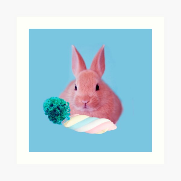 Pink Rabbit with carrot marshmellow by Alice Monber Art Print